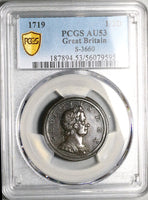 1719 PCGS AU 53 1/2 Penny George I Copper Great Britain Coin S-3660 POP 1/0 (25092402C)