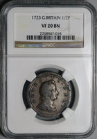 1723 NGC VF 20 George I 1/2 Penny Great Britain Colonial Copper Coin (25021204C)