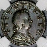 1723 NGC VF George I Half 1/2 Penny Great Britain Colonial Copper Coin (26100304C)