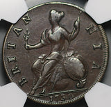 1730 NGC VF 35 Half 1/2 Penny George II Great Britain Colonial Copper Coin (26072202C)