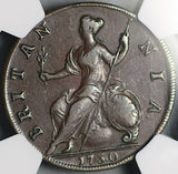 1730 NGC VF 35 Half 1/2 Penny George II Great Britain Colonial Copper Coin (26072202C)