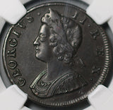1733 NGC XF 45 Half 1/2 Penny George II Great Britain Colonial Coin (26072203C)