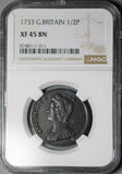 1733 NGC XF 45 Half 1/2 Penny George II Great Britain Colonial Coin (26072203C)