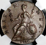 1740 NGC AU 58 George II 1/2 Penny Half Great Britain Copper Coin (26090101C)