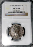1740 NGC AU 58 George II 1/2 Penny Half Great Britain Copper Coin (26090101C)