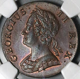 1740 NGC MS 64 George II 1/2 Penny Great Britain Mint State Coin POP 3/2 (25111703C)