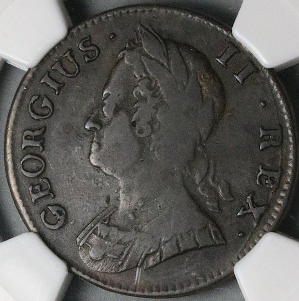 1743 NGC VF 20 George II 1/2 Penny Great Britain Colonial Copper Coin (25021205C)