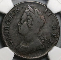 1743 NGC VF 20 George II 1/2 Penny Great Britain Colonial Copper Coin (25021205C)