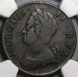 1743 NGC VF 20 George II 1/2 Penny Great Britain Colonial Copper Coin (25021205C)