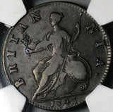 1743 NGC VF 20 George II 1/2 Penny Great Britain Colonial Copper Coin (25021205C)