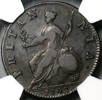 1743 NGC VF 20 George II 1/2 Penny Great Britain Colonial Copper Coin (25021205C)