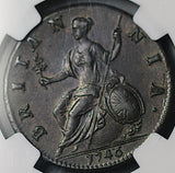 1746 NGC AU 55 Half 1/2 Penny George II Great Britain Colonial Copper Coin (26072204C)
