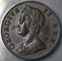 1746 ANACS XF 40 George II 1/2 Penny Great Britain Britannia Coin (25031903D)