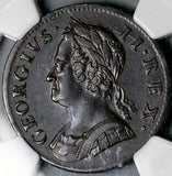 1753 NGC AU 50 1/2 Penny George II Great Britain Copper Coin (26052402C)