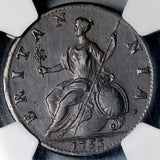 1753 NGC AU 50 1/2 Penny George II Great Britain Copper Coin (26052402C)
