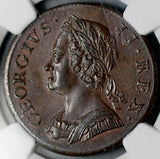 1753 NGC AU 58 1/2 Penny George II Great Britain Colonial Copper Coin (26072101C)