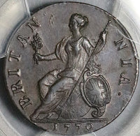 1770 PCGS AU 55 George III 1/2 Penny Great Britain Colonial Coin (24082102C)