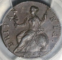 1770 PCGS AU 55 George III 1/2 Penny Great Britain Colonial Coin (24082102C)