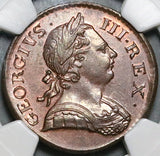 1772 NGC MS 64 George III 1/2 Penny Great Britain Colonial Coin (25111704C)