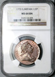 1772 NGC MS 64 George III 1/2 Penny Great Britain Colonial Coin (25111704C)