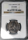 1772 NGC XF 40 George III 1/2 Penny Great Britain Colonial Copper Coin (25021206C)