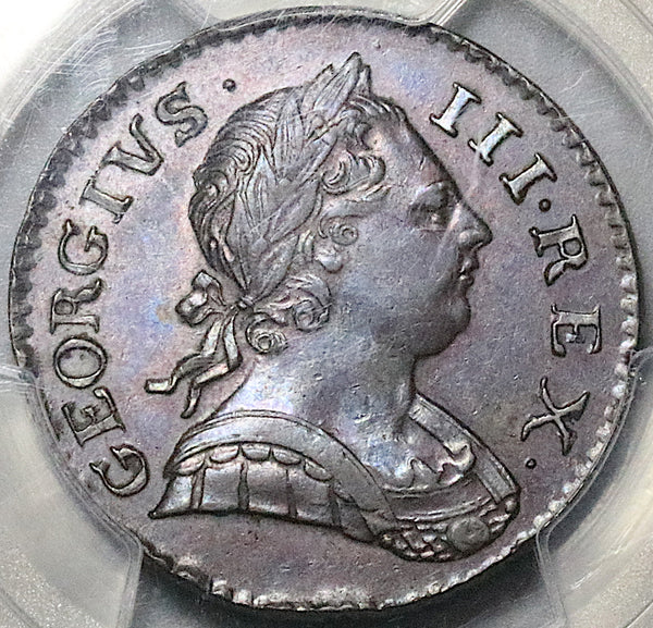 1773 PCGS AU 55 George III 1/2 Penny Great Britain Colonial Coin (24082103C)