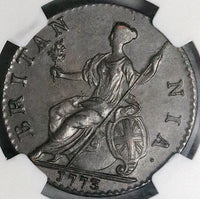 1773 NGC AU 58 George III 1/2 Penny Great Britain Colonial Coin (24041802C)