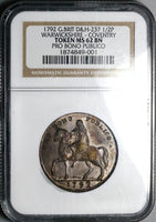 1792 NGC MS 62 Lady Godiva Conder Coventry 1/2 Penny DH 237 Token (23091403C)