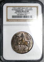 1792 NGC MS 62 Lady Godiva Conder Coventry 1/2 Penny DH 237 Token (23091403C)