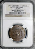 1794 NGC MS 63 Middlesex 1/2 Penny Map France Revolution Great Britain Conder Token Coin DH 1016F (26101802C)