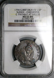1794 NGC MS 63 Elizabeth I Chichester Cross Conder Sussex Great Britain Token Coin D&H 15 (23071901C)