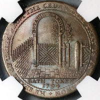 1794 NGC MS 66 Bath 1/2 Penny Botanic Garden Somersetshire Conder Token Coin D&H 26 POP 1/0 (24010601D)