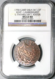 1794 NGC MS 63 Hops Lamberhurst Kent Conder 1/2 Penny DH 34 POP 1/1 (23060204C)