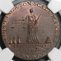 1795 NGC MS 64 Schooling Middlesex 1/2 Penny Conder Ironmonger Kettle Token Coin (24010602D)