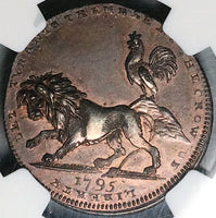1795 NGC MS 63 Spence Tree Liberty Lion Rooster 1/2 Penny Middlesex  Satirical Conder Token DH 889 POP 1/0 (25042403C)