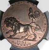 1795 NGC MS 63 Spence Tree Liberty Lion Rooster 1/2 Penny Middlesex  Satirical Conder Token DH 889 POP 1/0 (25042403C)