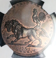 1795 NGC MS 63 Spence Tree Liberty Lion Rooster 1/2 Penny Middlesex  Satirical Conder Token DH 889 POP 1/0 (25042403C)