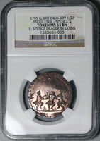 1795 NGC MS 63 Spence Tree Liberty Lion Rooster 1/2 Penny Middlesex  Satirical Conder Token DH 889 POP 1/0 (25042403C)