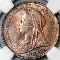 1901 NGC MS 64 RB 1/2 Penny Victoria Great Britain Bronze Coin (24041701C)