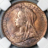 1901 NGC MS 64 RB 1/2 Penny Victoria Great Britain Bronze Coin (24041701C)