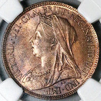 1901 NGC MS 64 RB 1/2 Penny Victoria Great Britain Bronze Coin (24041701C)