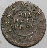 1669 Bury St Edmunds 1/2 Penny John Chesson VF Great Britain Token Copper Coin (26042301R)