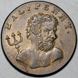 1794  Fowler's Whale Fishery Neptune AU Middlesex Conder Great Britain 1/2 Penny Token Coin DH 306 (26071201R)