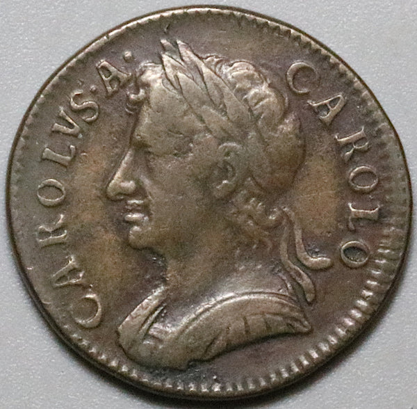 1672 Charles II Farthing Great Britain VF 1/4 Penny Copper Coin (24060704R)