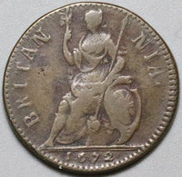 1672 Charles II Farthing Great Britain VF 1/4 Penny Copper Coin (24060704R)