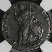 1694 NGC VF 30 William Mary Farthing 1/4 Penny England Britain Coin (23091701C)