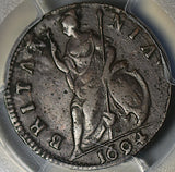 1694 PCGS VF 35 William Mary Farthing 1/4 Penny England Britain Coin (25072601C)