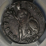 1694 PCGS VF 35 William Mary Farthing 1/4 Penny England Britain Coin (25072601C)