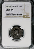 1720 NGC VF 35 George I Farthing 1/4 Penny Great Britain Copper Coin (26062403C)