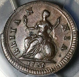 1721/0 PCGS XF 45 George I Farthing Great Britain Rare Overdate Coin POP 1/0 (25100902C)